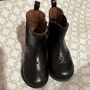 Zara Black Leather Ankle Die cut Boots with Rugged Sole